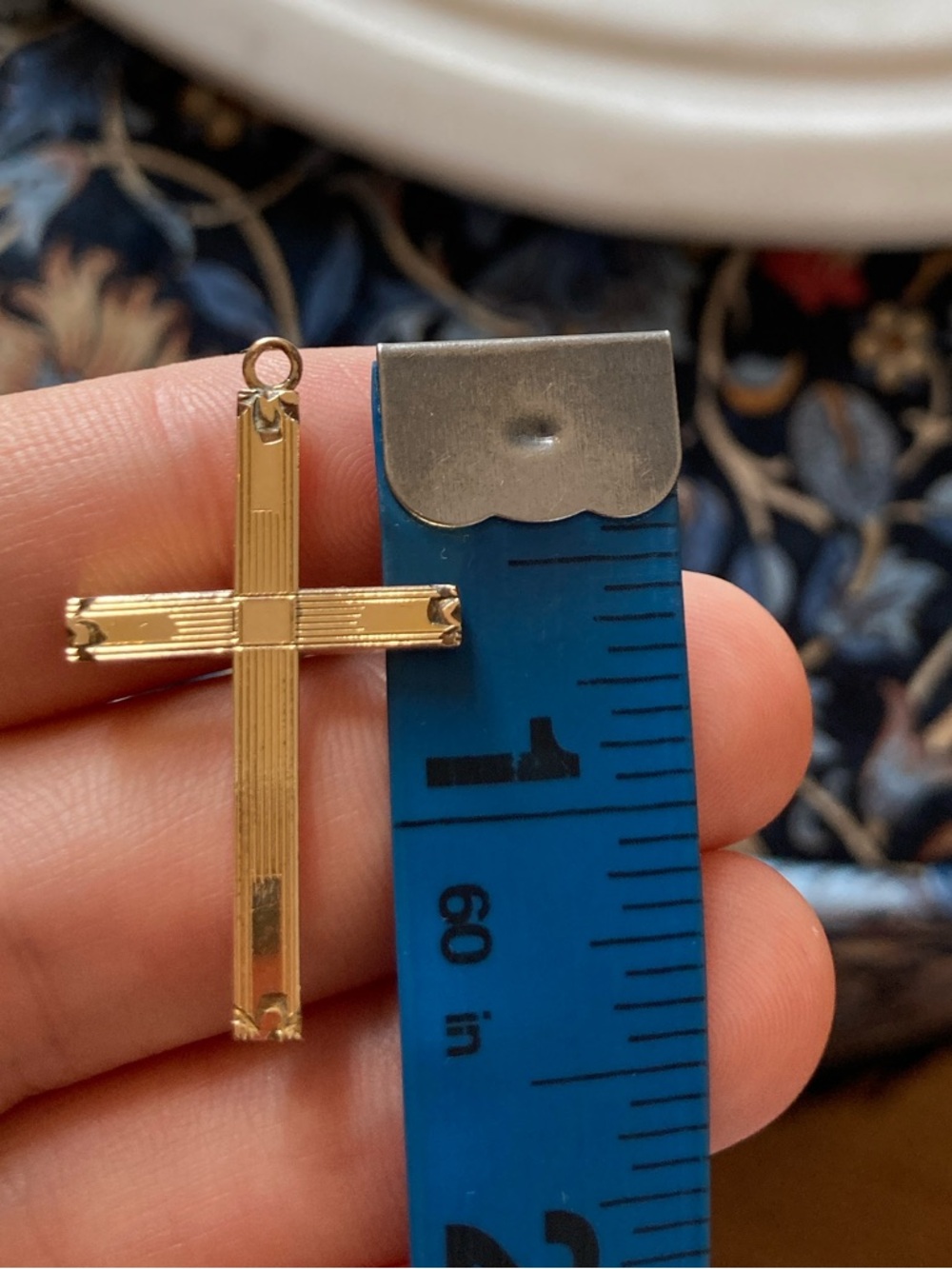 Art Deco 10K Gold-Filled Floral Engraved & Deco Detail Cross Pendant - Picture 13 of 13